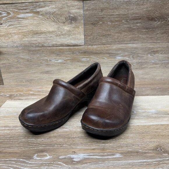B.O.C. Nadiyya Brown Leather Slip on Clog Women's Size 9.5 - Picture 1 of 8